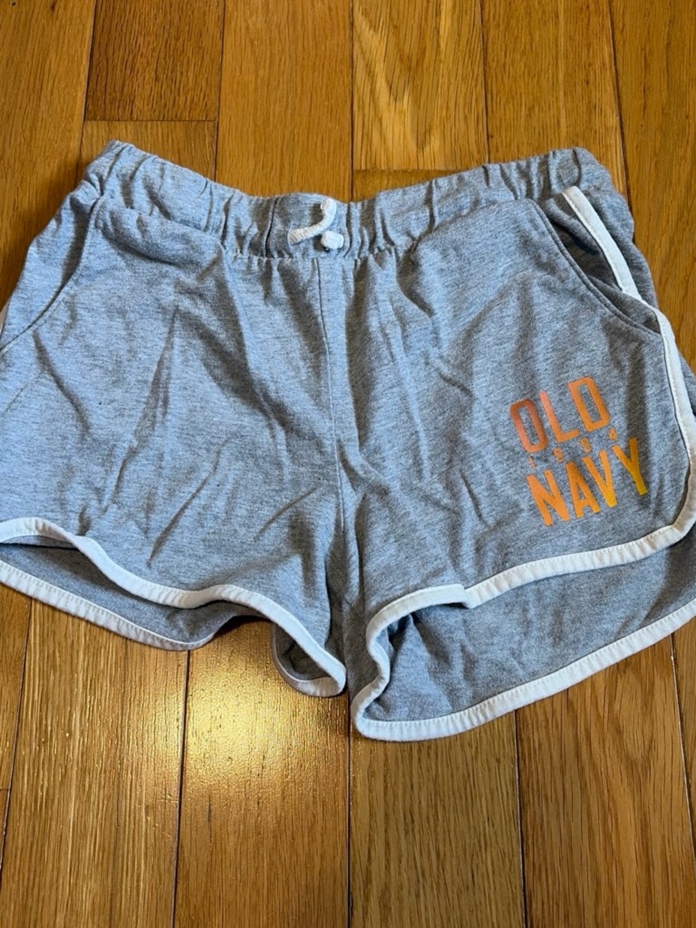 Old Navy Gray Athletic Lounge Shorts with Orange Logo